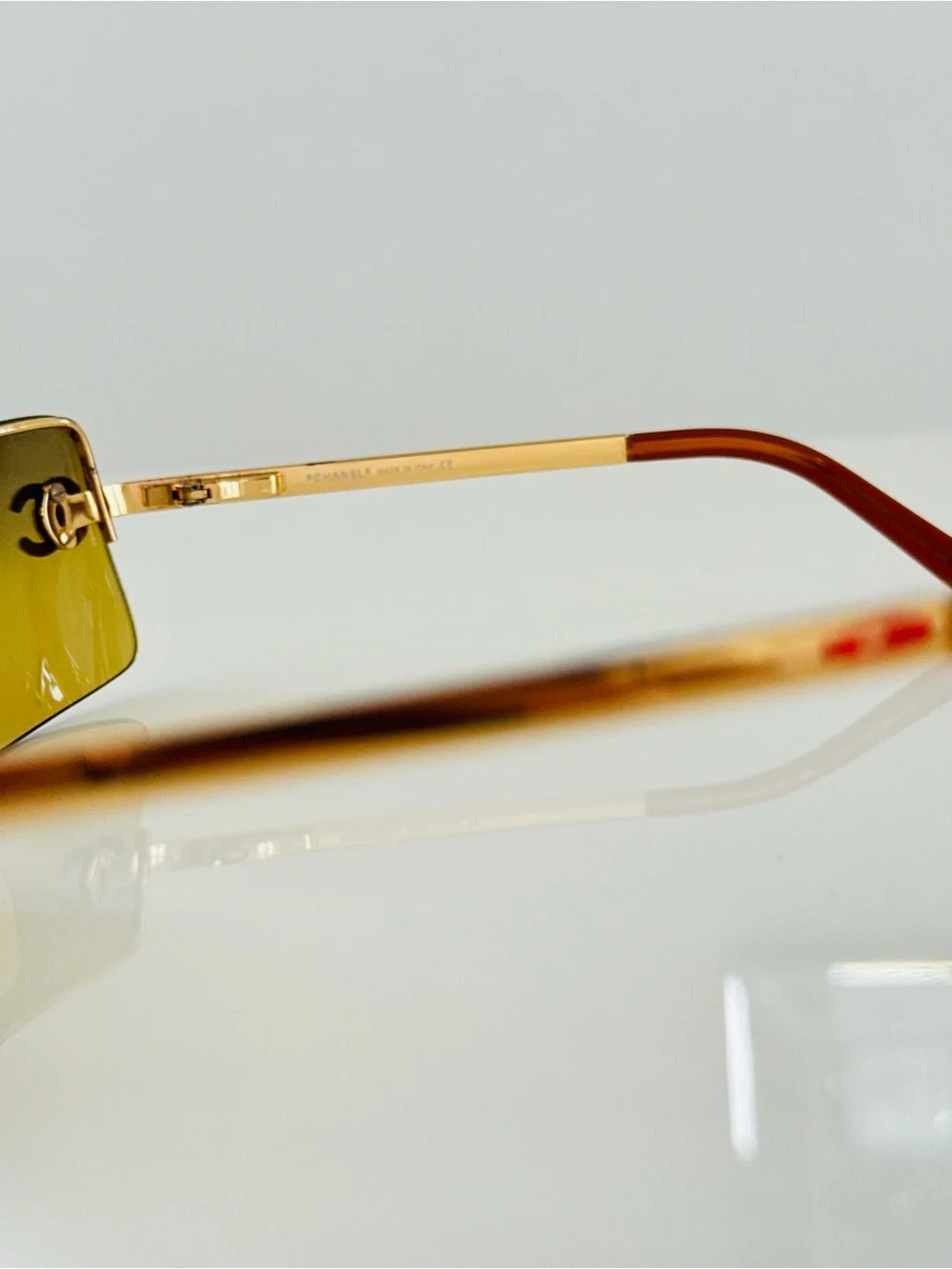 RARE ✨Authentic Vintage Chanel 4104-B rimless gold sunglasses